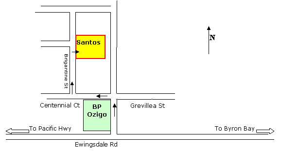 santos byron warehouse location map